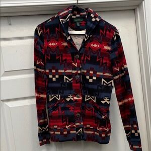 Ralph Lauren Red and Navy Patterned Cardigan